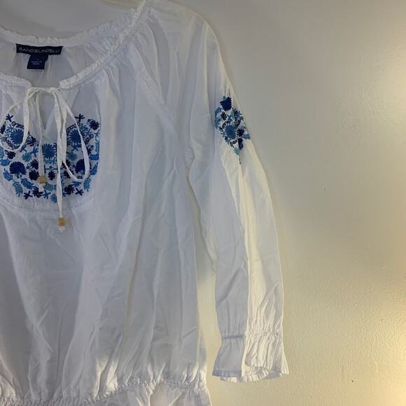 BANDOLINOBLU Women’s Flower Embroidered White Peplum Top / Size: Small - Picture 6 of 9